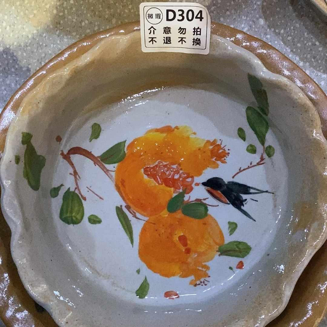 碗304瑕手工手绘，釉下