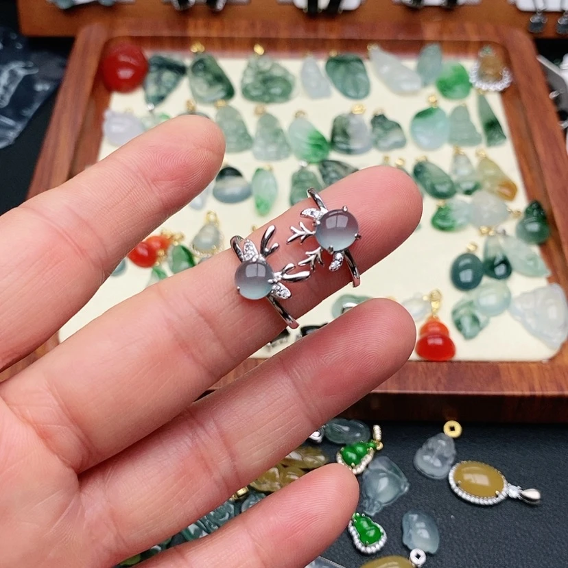 【闪购商品】翡翠戒指银S925镶嵌戒指