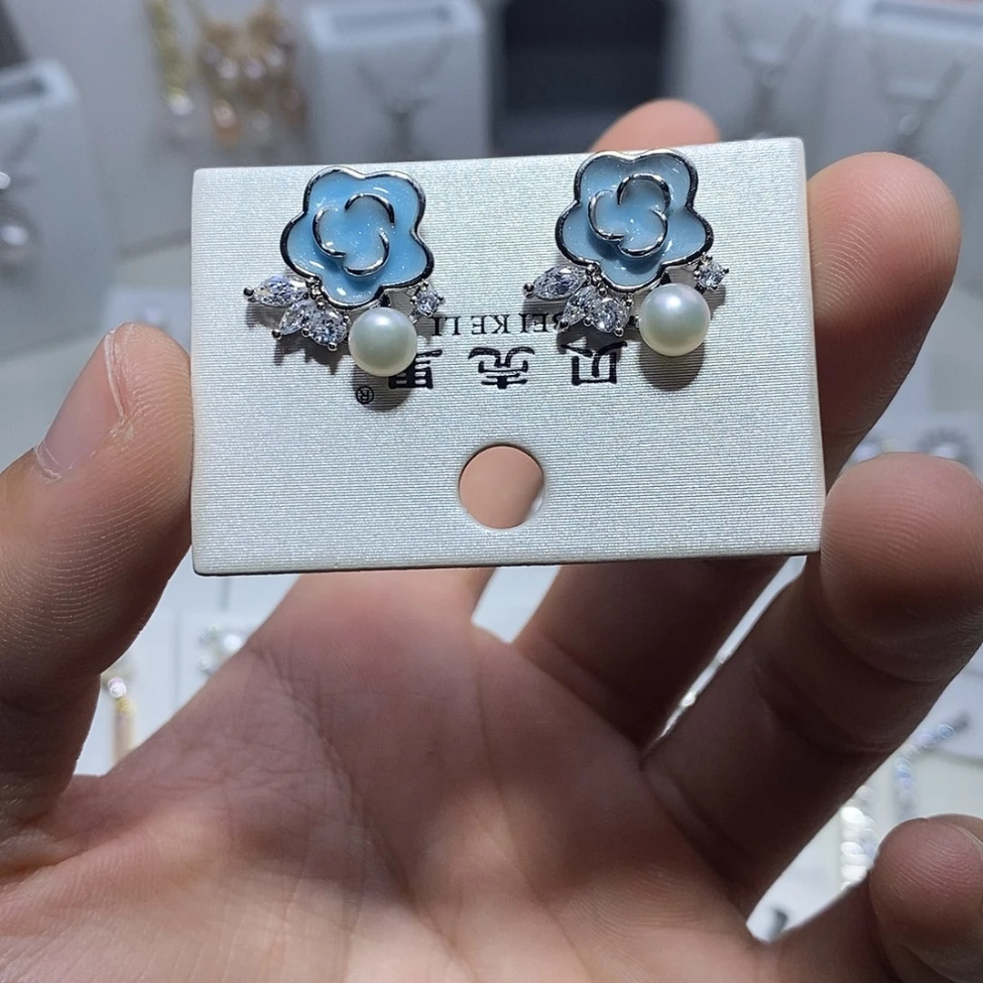 淡水珍珠耳饰银S925镶嵌