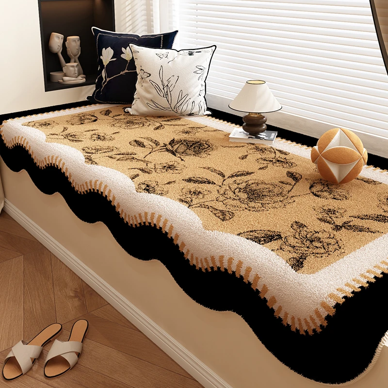 阳台飘窗垫复古轻奢法式中古风四季通用卧室房间窗台垫高级床边毯