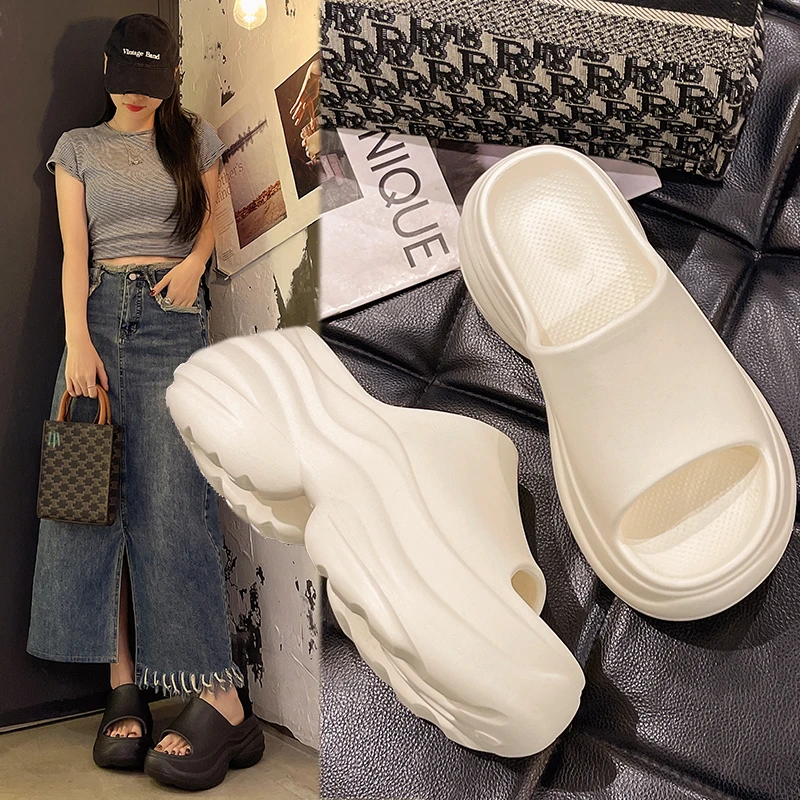 【豆豆专属】丝蒙妮8CM厚底增高拖鞋女夏季外穿凉鞋海沙滩鞋凉拖鞋