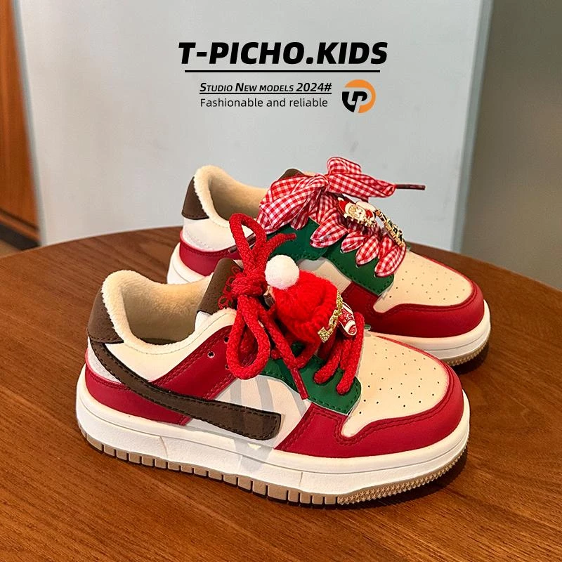 儿童运动鞋卡通女童休闲板鞋2025年春季过年鞋子二棉鞋子-Z8888