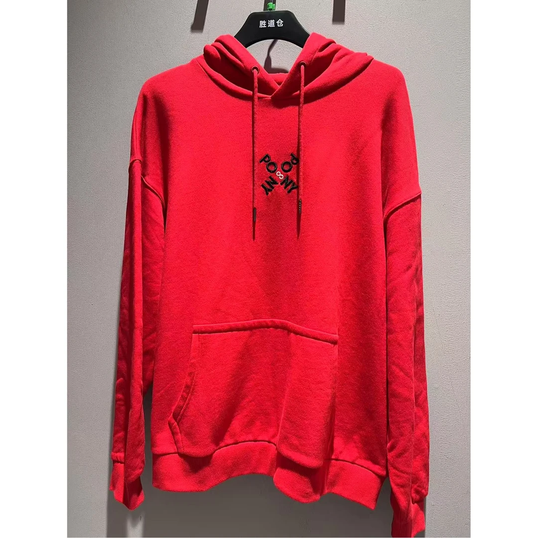 PONY中性红宽松型秋冬套头字母宽松带帽上衣潮流休闲11U2HA30RD