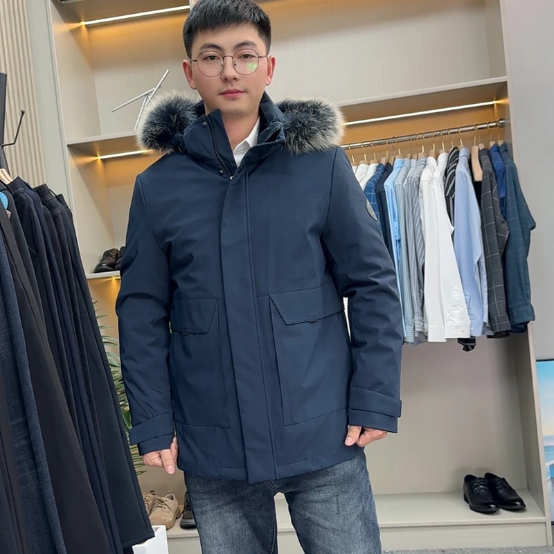 兔皮毛内胆可拆卸+狐狸毛领撤柜男装轻奢男士皮草外套保暖商务