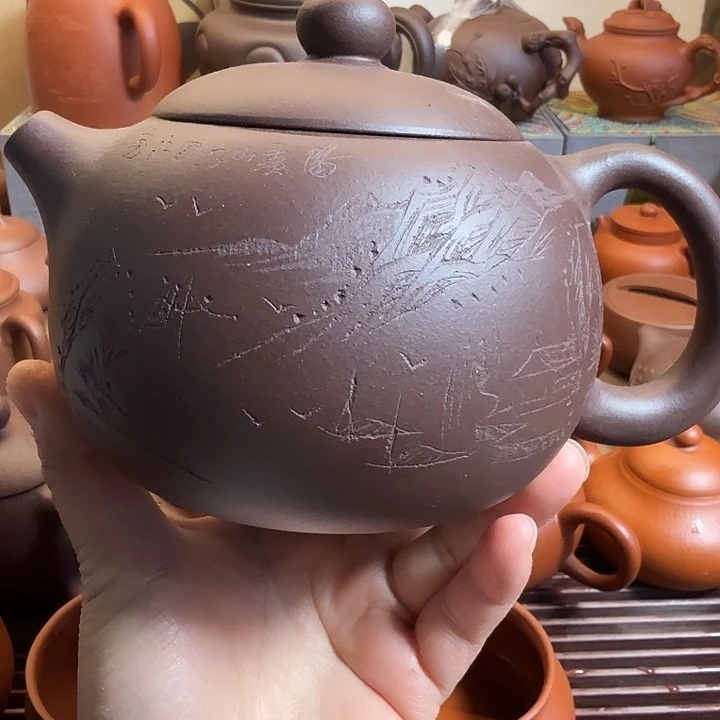茶壶紫砂半手工原矿紫泥600多cc