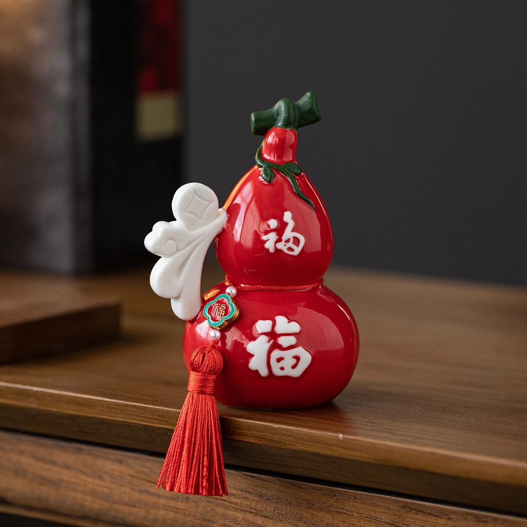 福禄临门小葫芦摆件陶瓷创意挂件家居茶桌面装饰吉祥物简约伴手礼