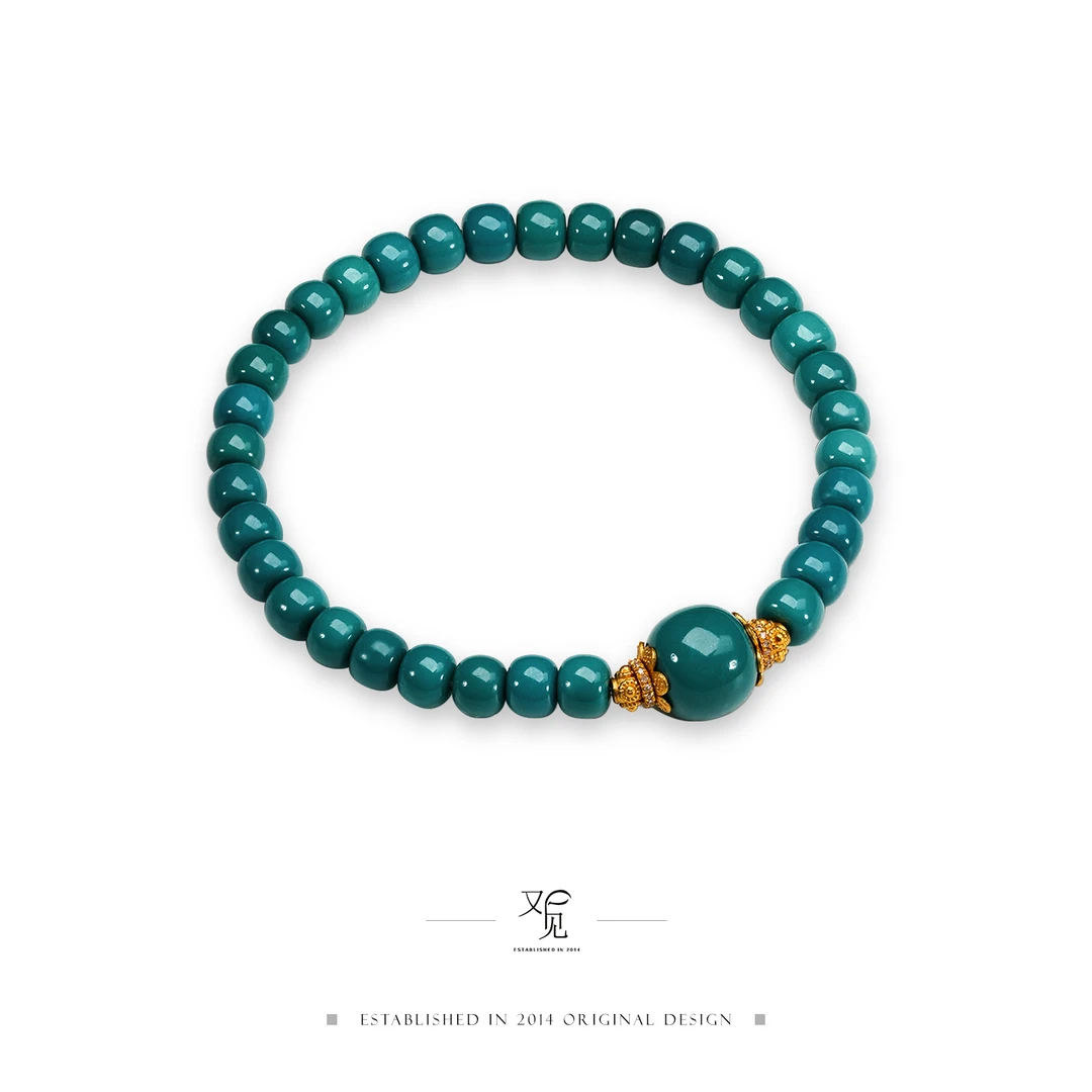 【孤品】又见原创设计-绿松石钻石手串-G122