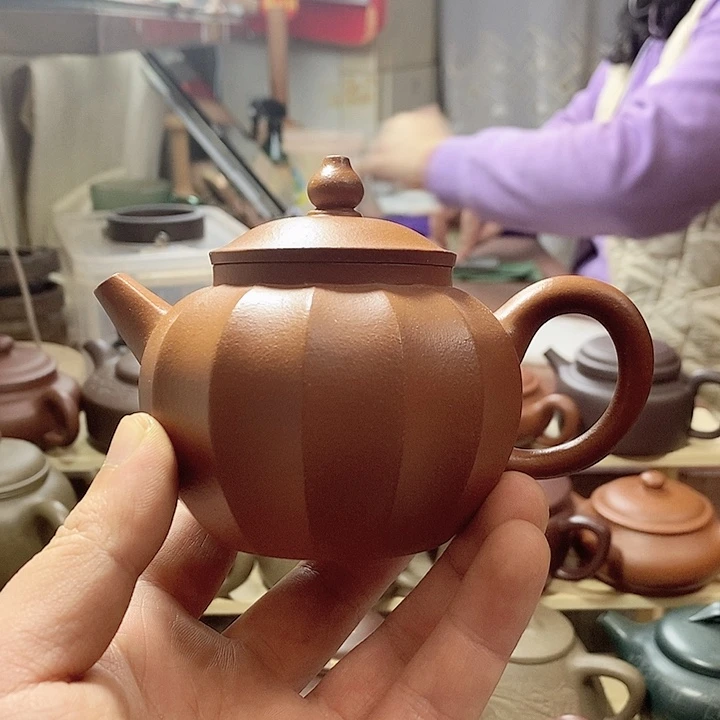 紫砂茶壶F*J宫灯壶 半手工制作 微瑕
