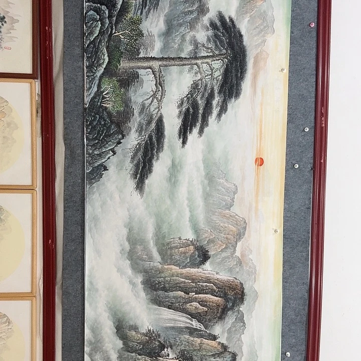国画手绘国画迎客松