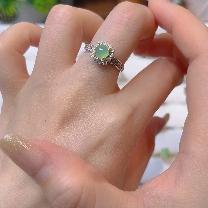 翡翠戒指银S925镶嵌我