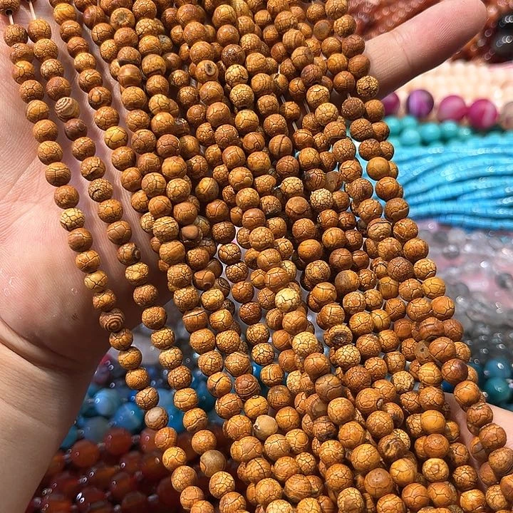 玛瑙/玉髓合金珠宝半成品树纹老玛瑙一条6mm