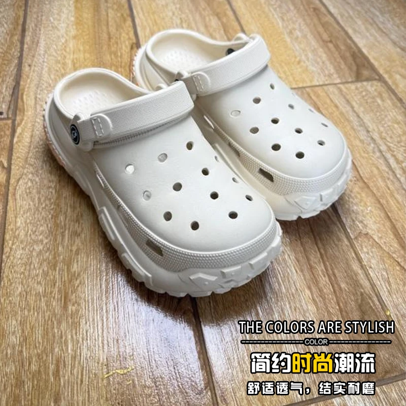 透气休闲夏季镂空休闲风洞洞鞋半拖cs防滑高智淡人风鞋子厚底凉鞋