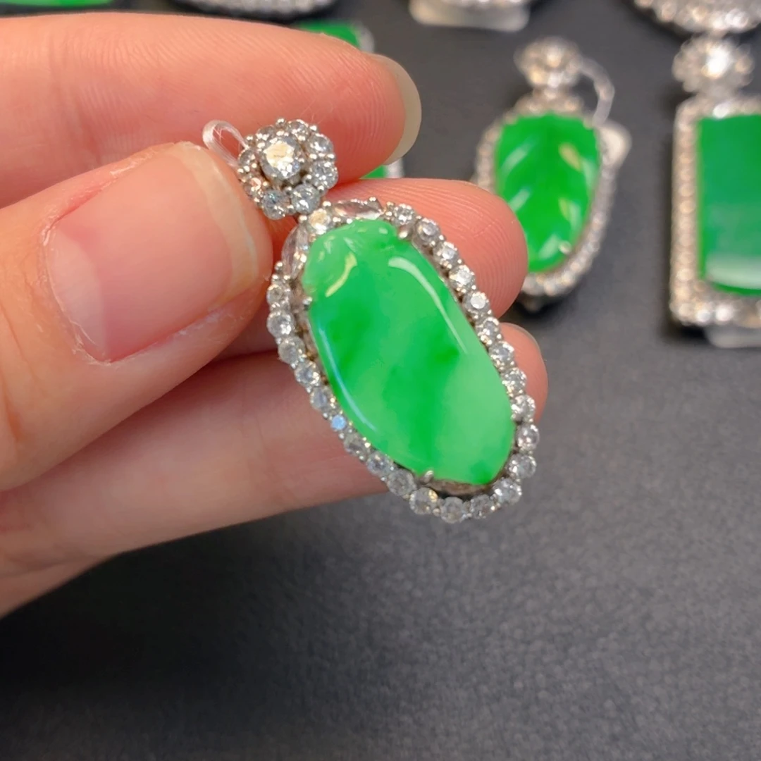 翡翠银S925镶嵌吊坠(不含链)