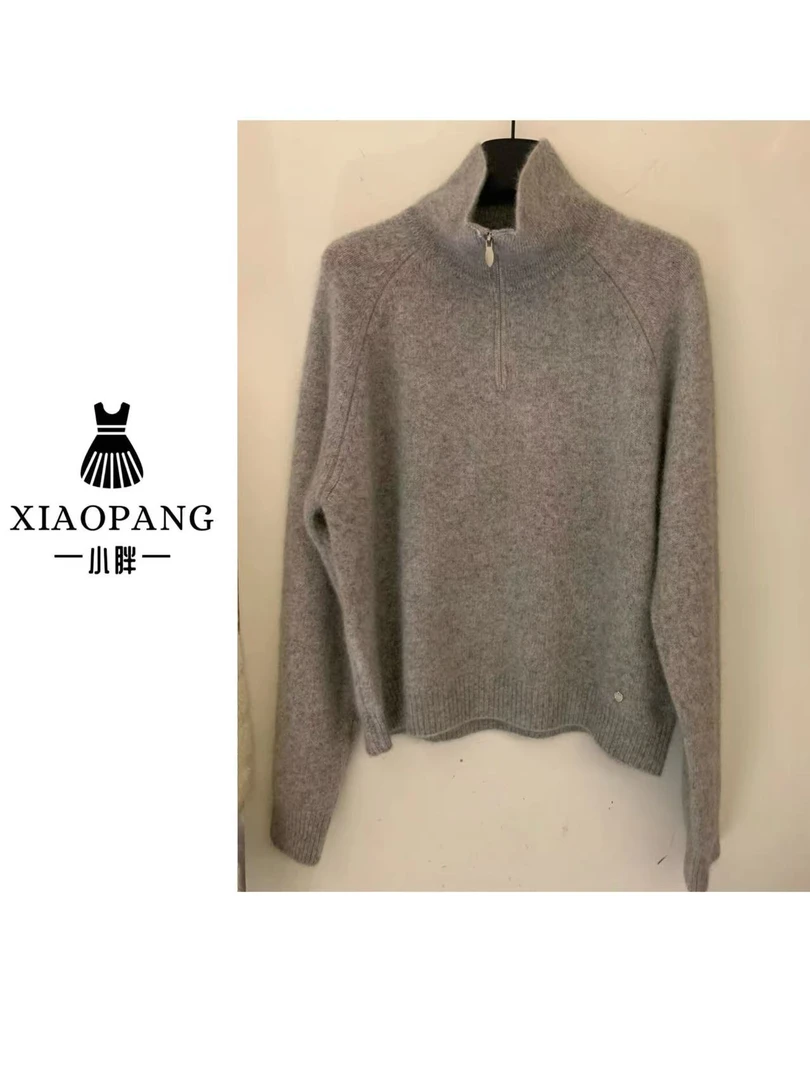 【小胖家】6042高级感半拉链翻领纯色毛衣