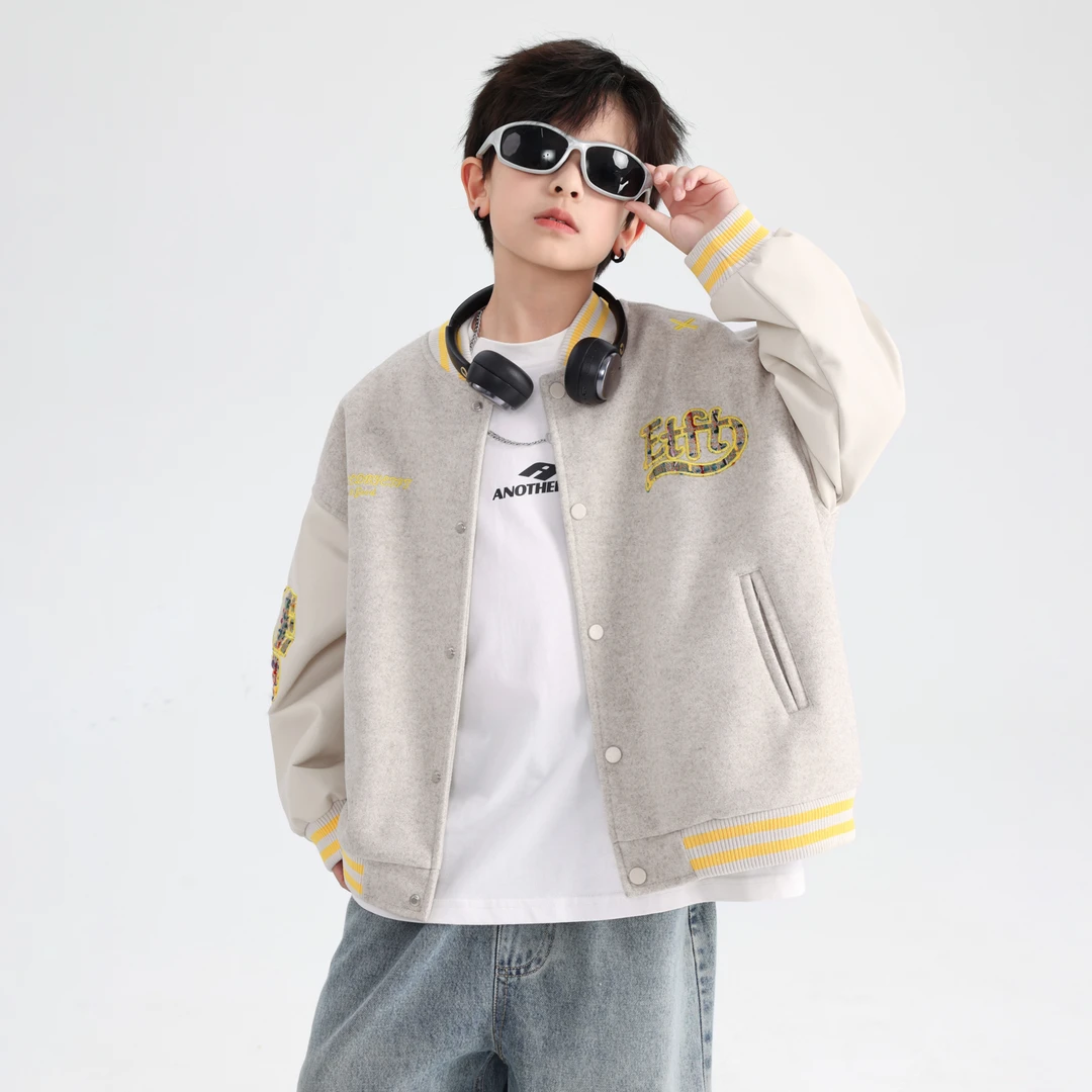 男童秋装学院风拼接棒球服外套2025新款青少年儿童春秋运动夹克潮