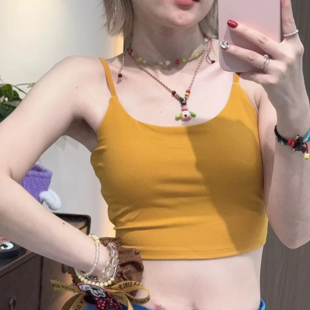 Apr.夏季背心吊带女内搭带胸垫外扩美背文胸一体打底上衣AL250525