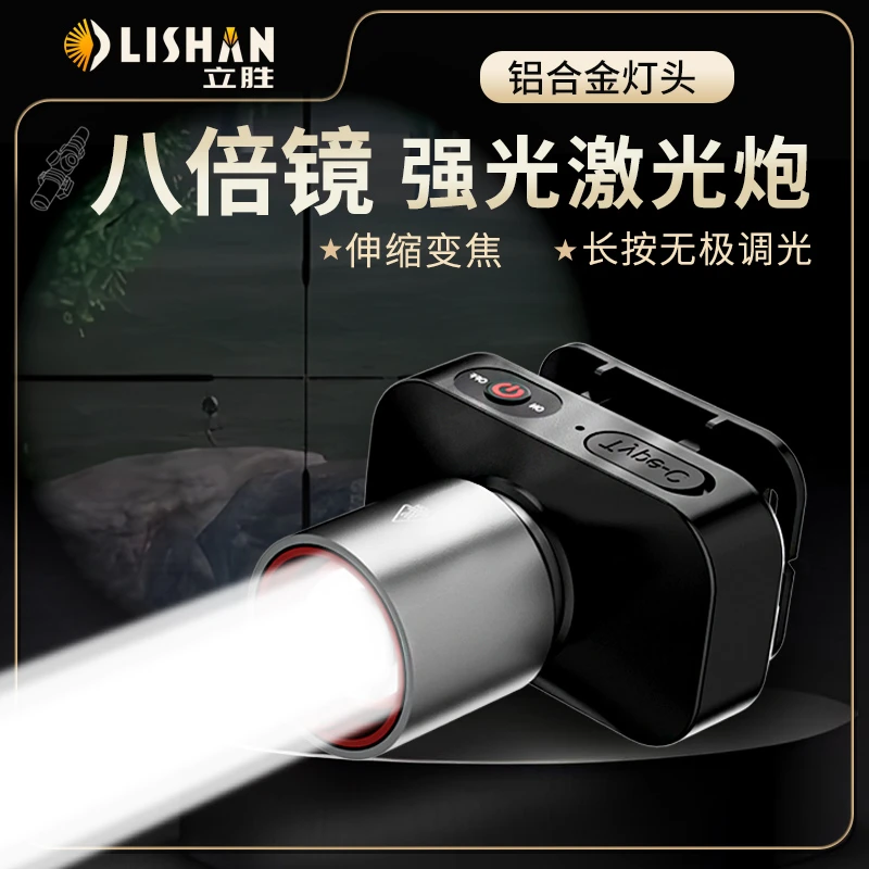 轻量头灯强光充电超亮超长续航变焦户外头戴式手电筒夜钓疝气矿灯