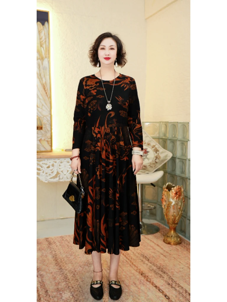 【凤尾花红色】新款秋气质百搭显瘦高级感设计感大码连衣裙#21C636