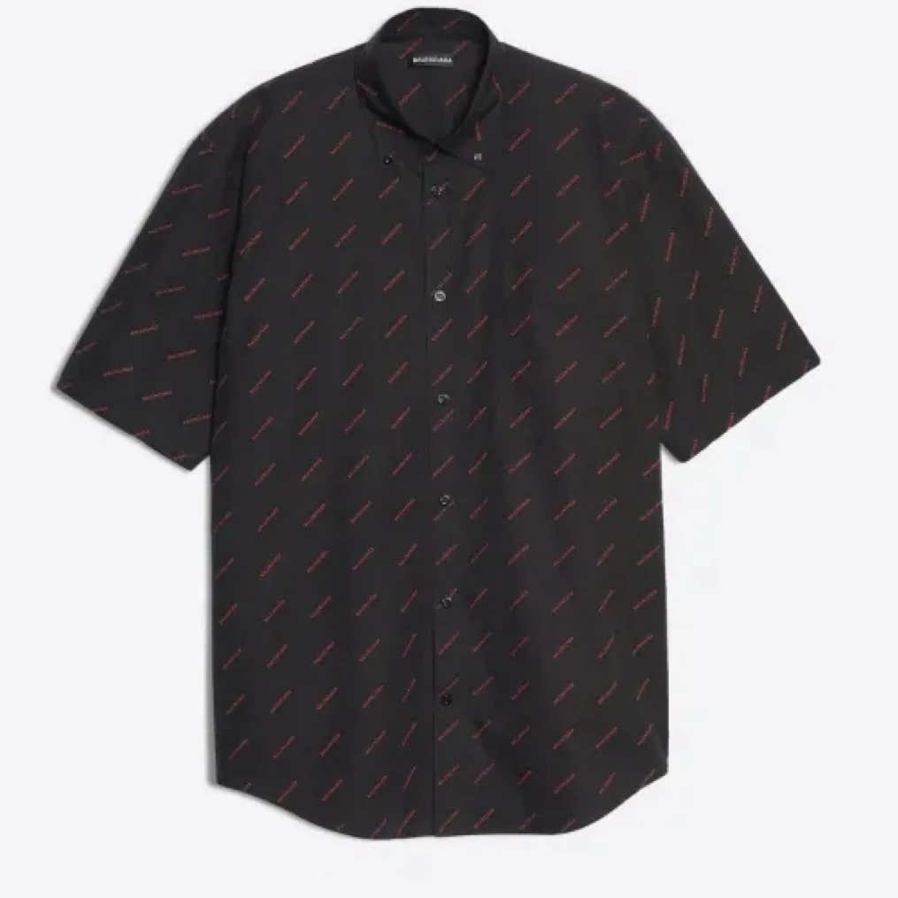 99新 Balenciaga/巴黎世家 巴黎世家粉色字母满印衬衫/99新/39码