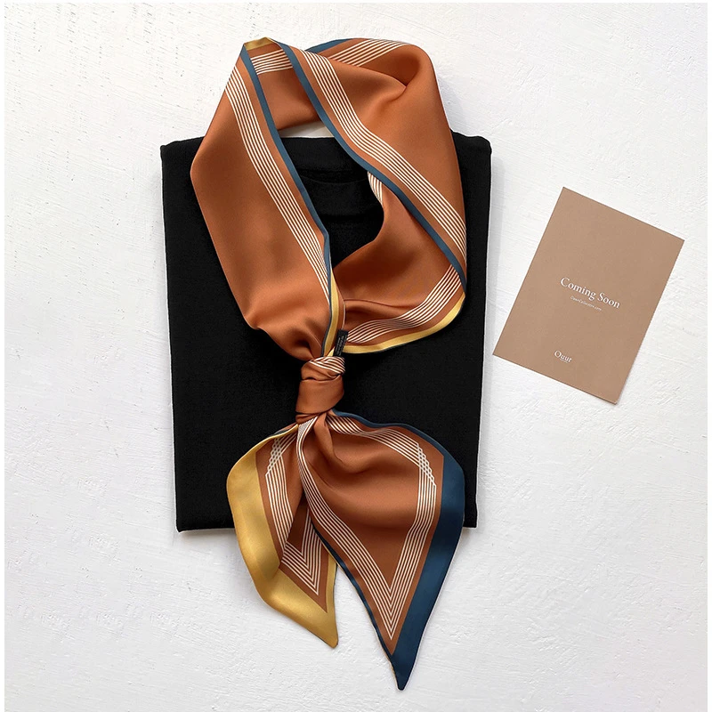 搭配小心思心尖美物百搭护颈双层丝巾女斜纹绸缎韩版领巾波点长条