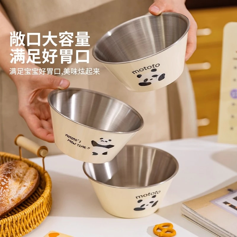 09防摔彩绘卡通xx釉彩水杯钢碗敞口动物简约风碗学生