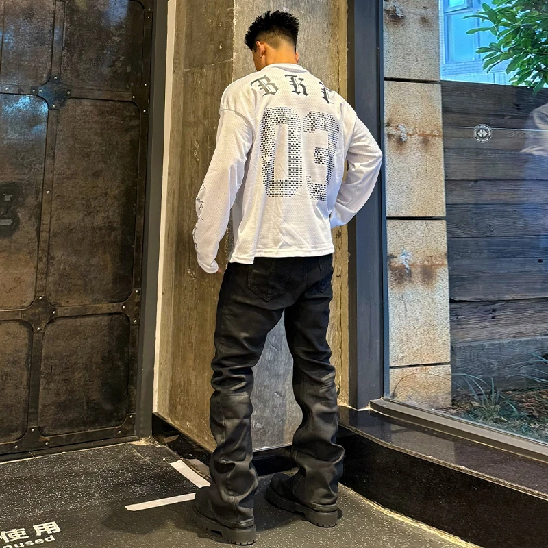 BKC破冰像素印花篮球长袖美式复古T恤投篮服潮流街头运动休闲卫衣