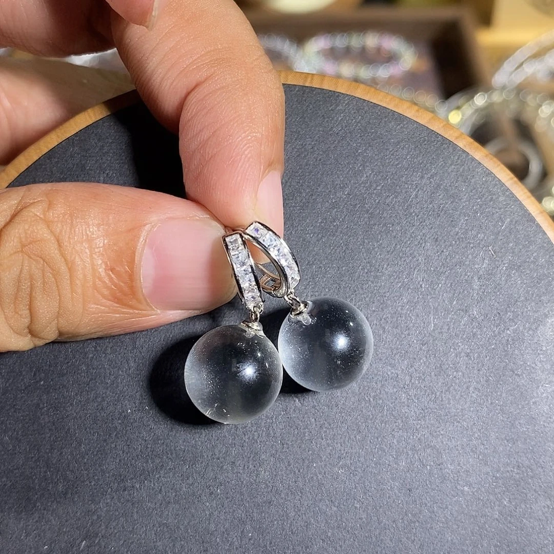 耳饰银S925镶嵌水晶12mm满镶耳扣