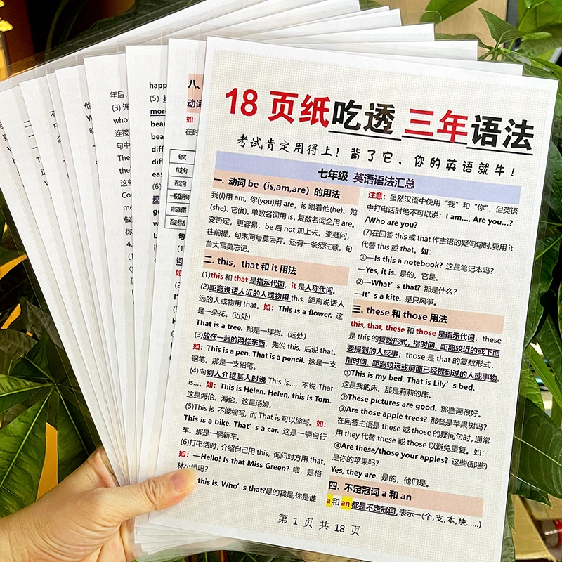 18页纸吃透初中3年英语语法大全中考复习归纳考前复习记忆好帮手