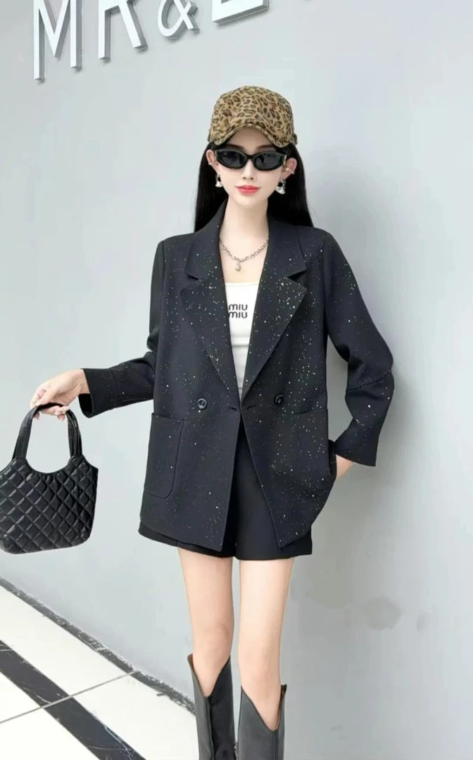 丽姐家女款外套上衣显瘦常规款百搭宽松型休闲大码显瘦满天星