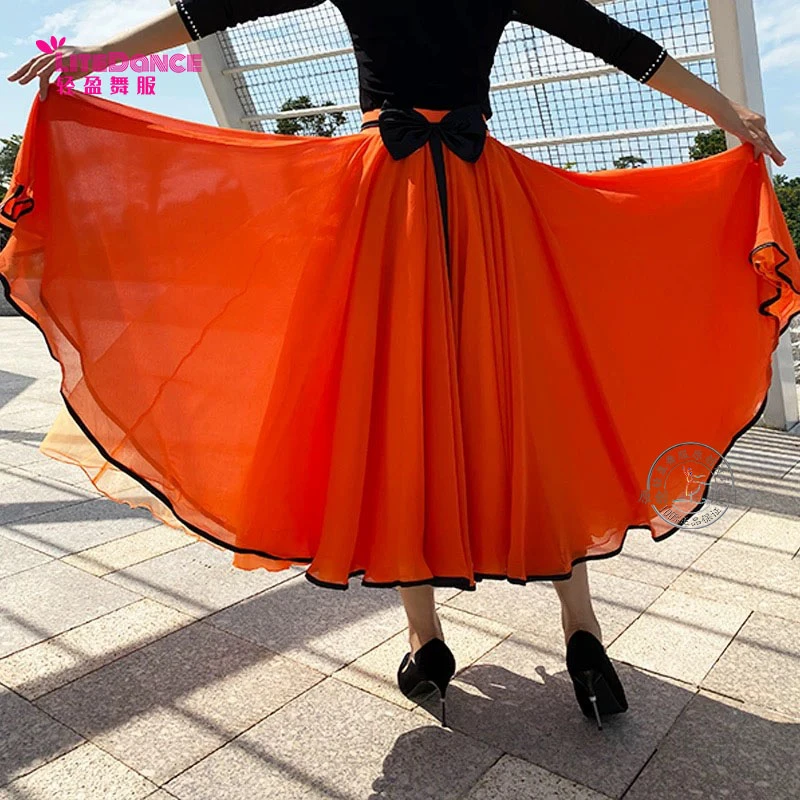 轻盈舞服 摩登舞蹈半身裙雪纺气质国标舞交谊舞蹈演出专用女成人