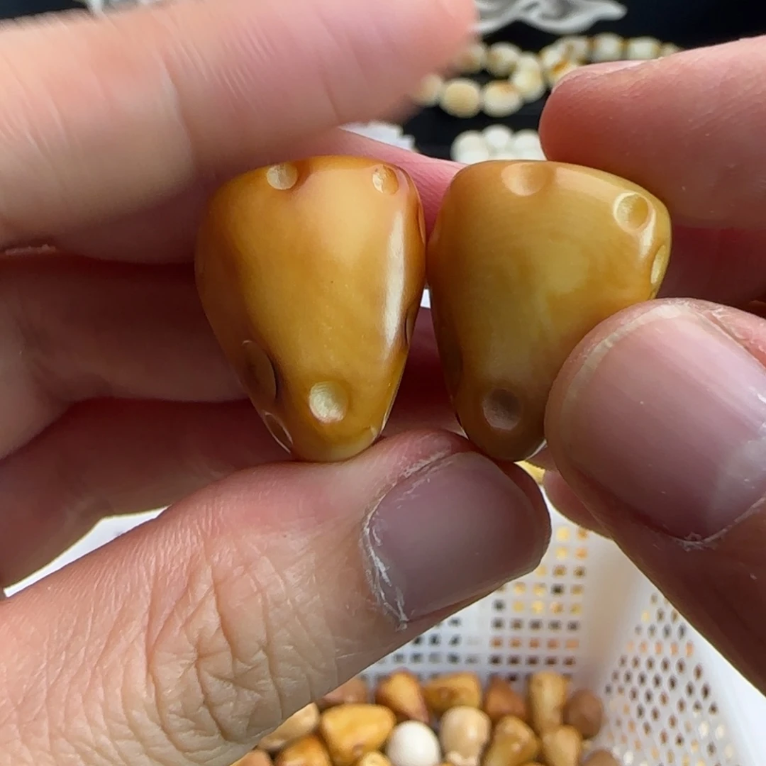 菩提根/象牙果手串微瑕炭烤奶酪5颗（大小随机）