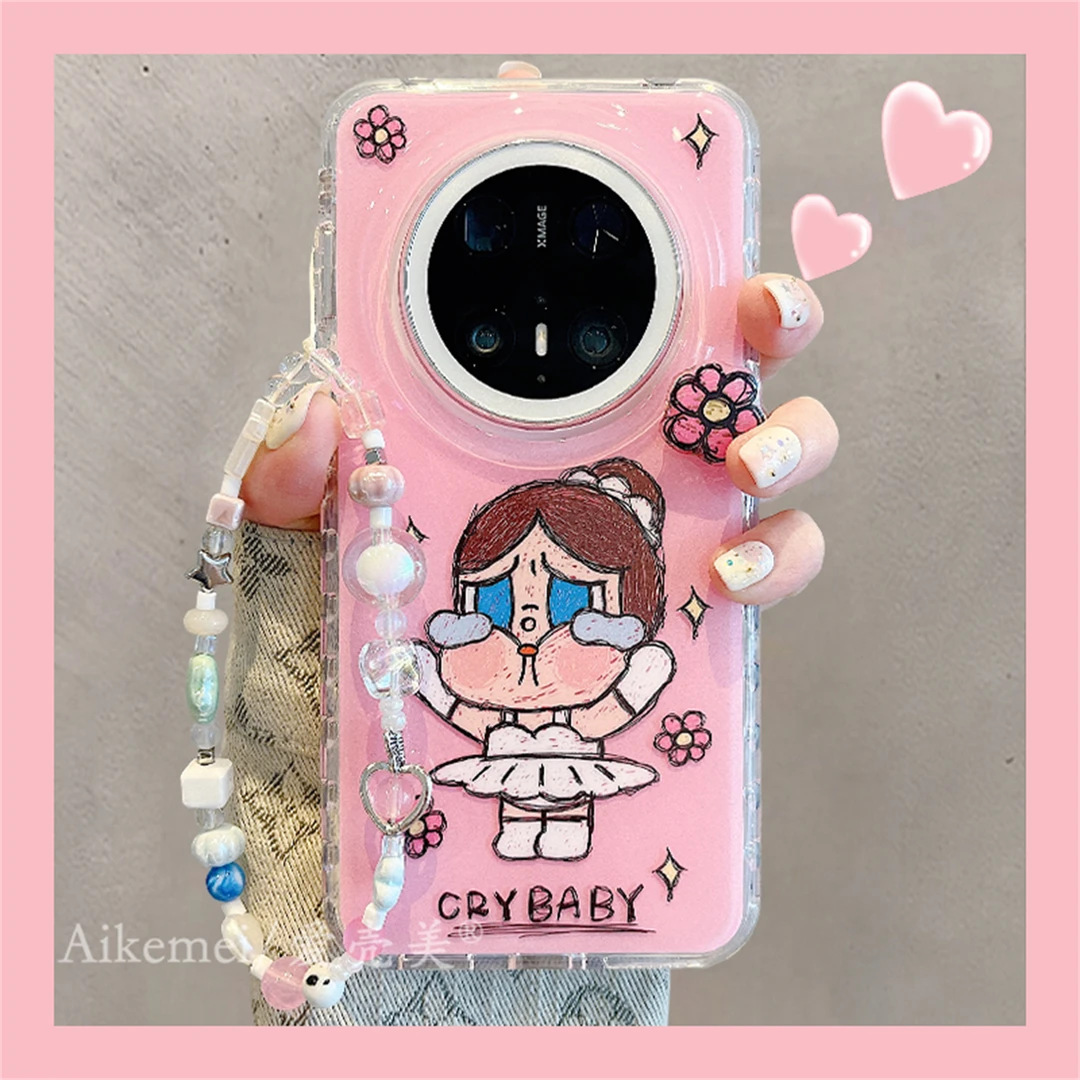 适用华为mate70pro+手机壳粉色芭蕾裙Mate60pro+哭娃立体旋转花花