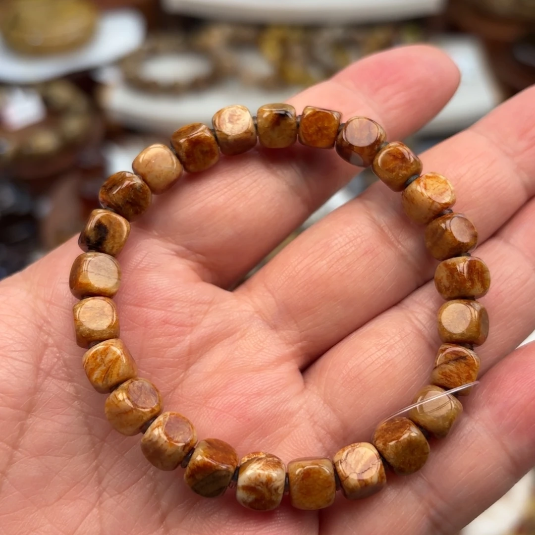 琥珀未镶嵌手链方糖根珀妖花卡7