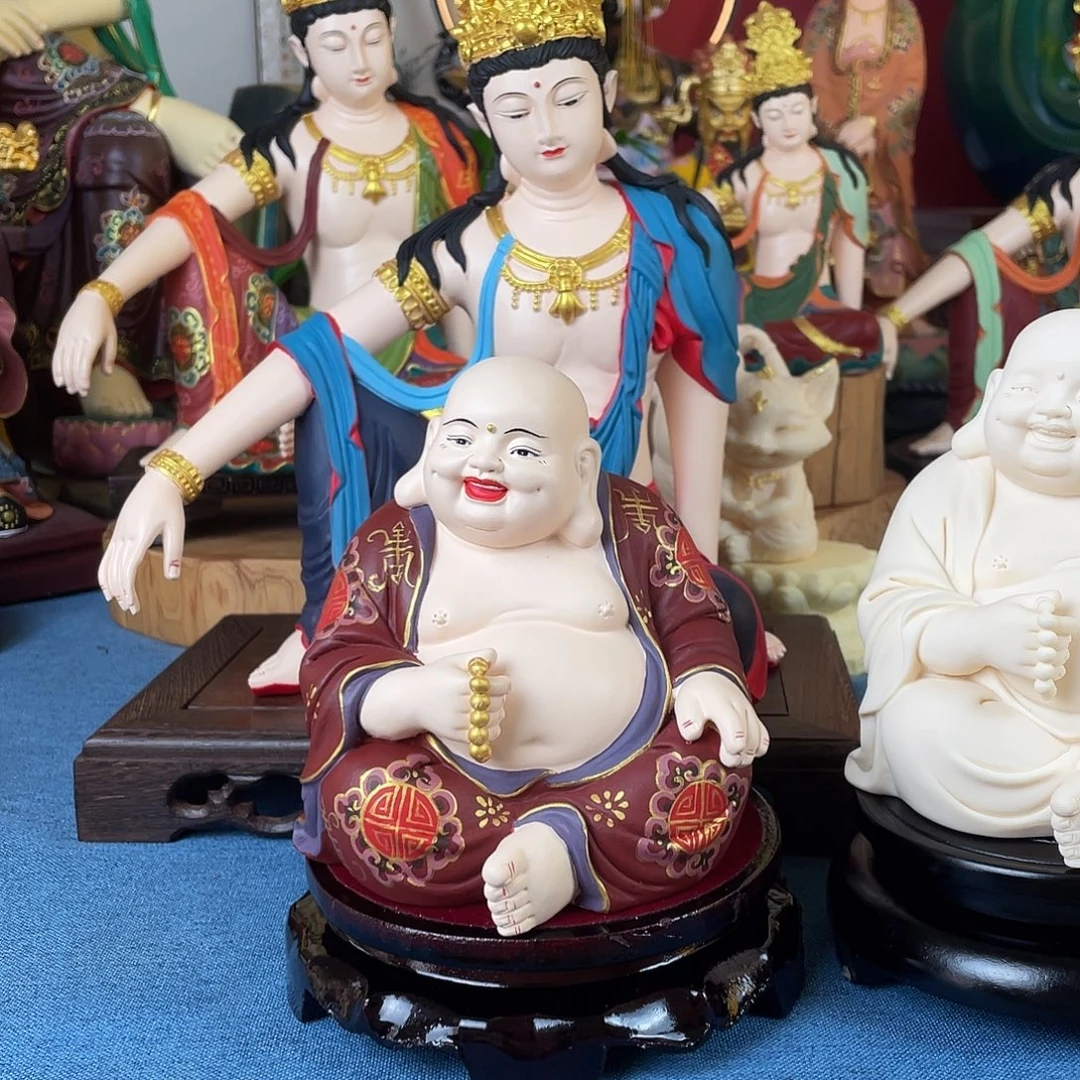 A***9石材弥勒彩绘摆件