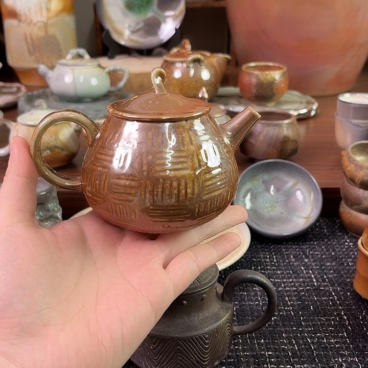 柴烧微瑕龙窑精品茶壶