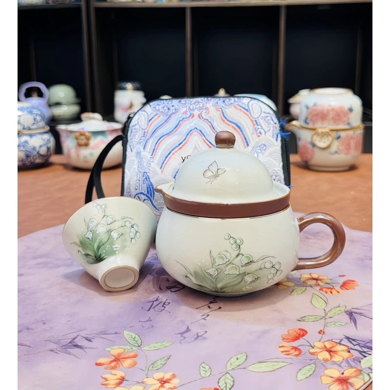 李辉熠二杯铃兰花蝶恋花茶咖杯by090