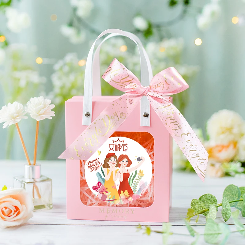 三八妇女节礼品袋小号高级感手提袋透明伴手礼生日礼物包装礼盒子