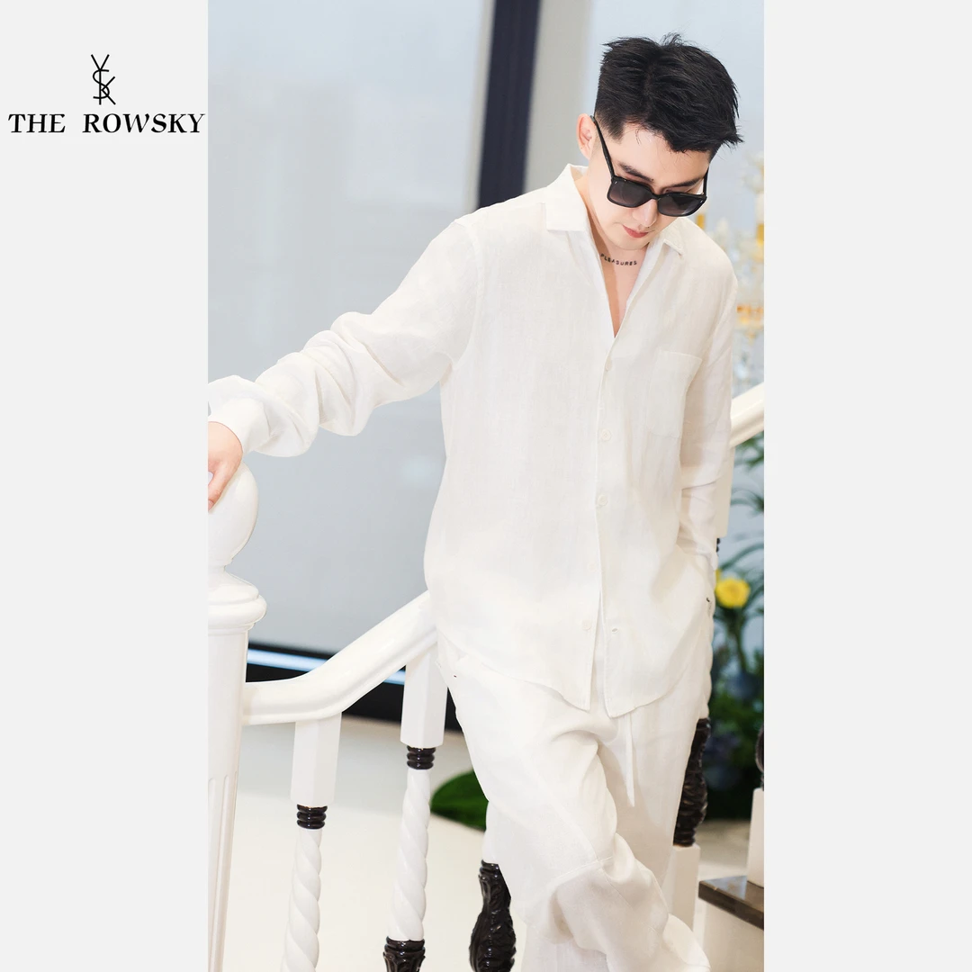 THE ROWSKY杨圣坤痞帅慵懒风男装简约亚麻男士衬衫DR2405-2499