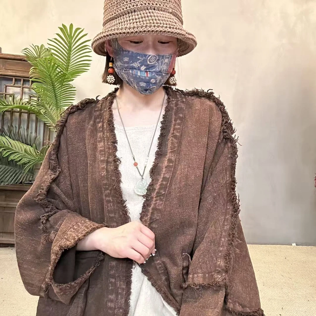 【501-550编码拍这里】新款复古亚麻女士禅意亚麻小衫大码休闲服