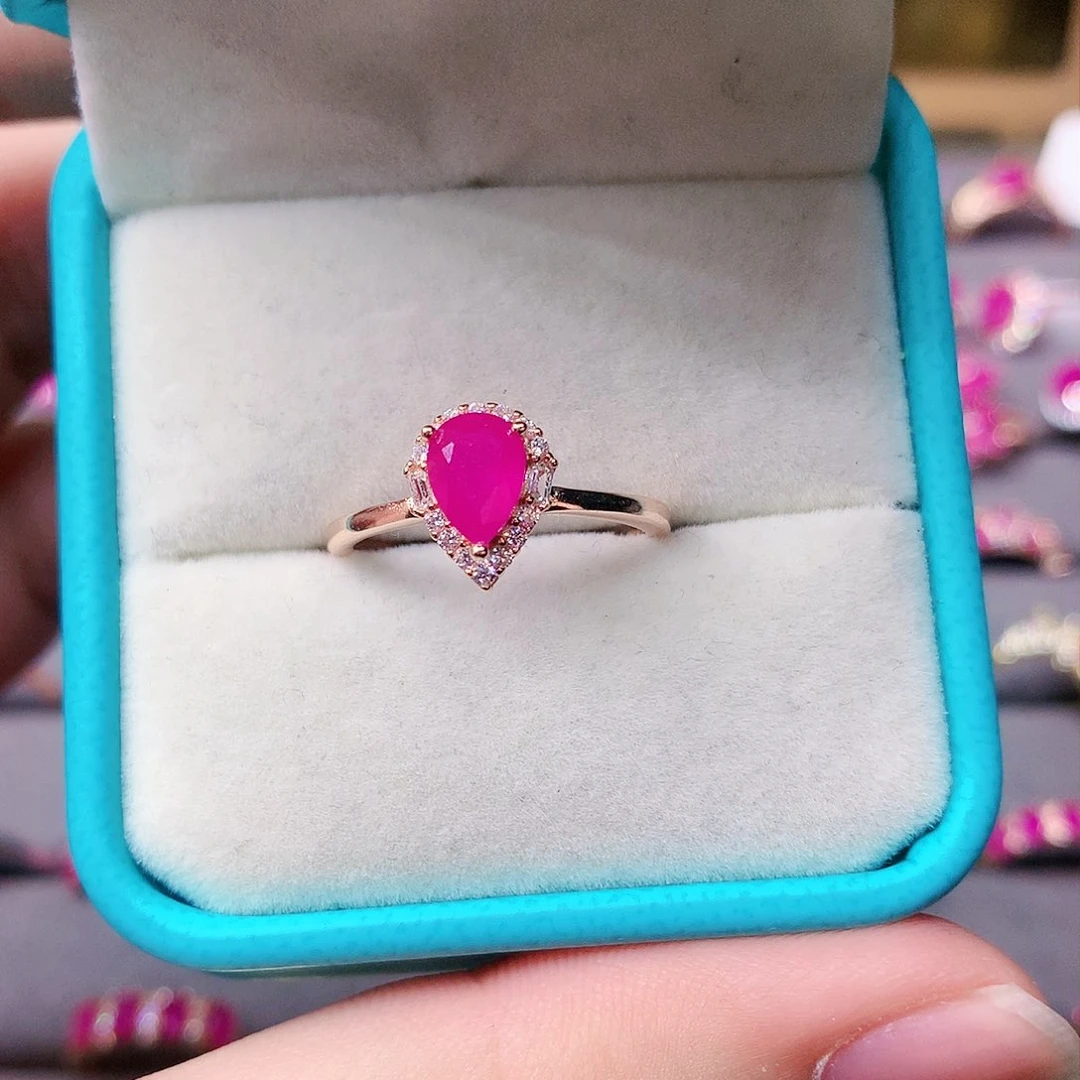 红宝石戒指银S925镶嵌