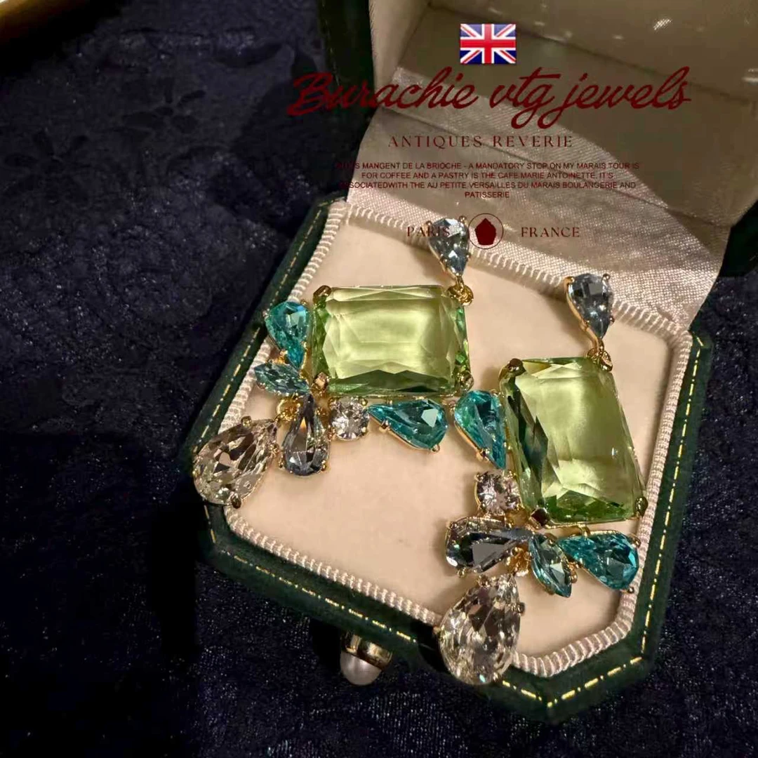 铜合金仿水晶耳饰 【5517】 私藏罕见Revines米尔斯1920