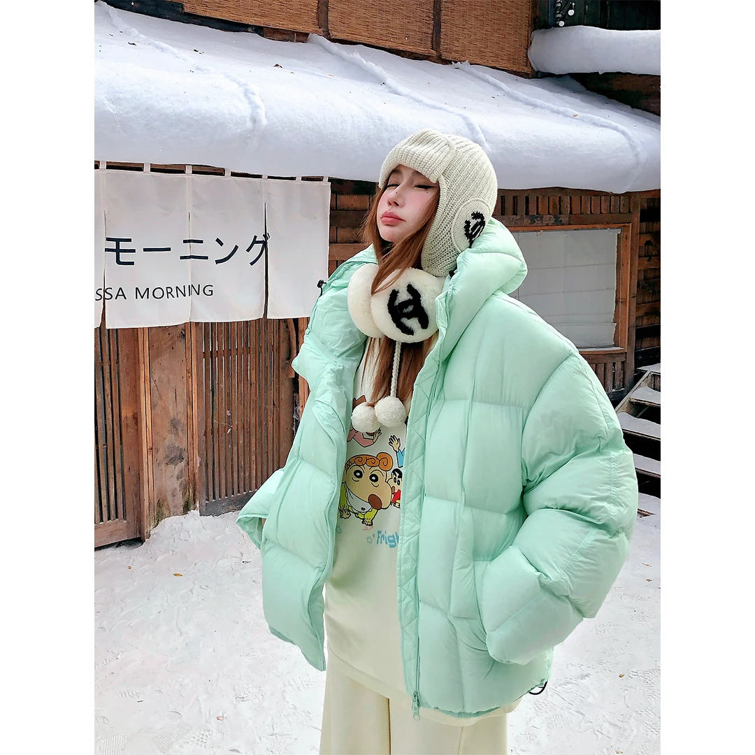 婉君【薄荷奶绿】樱桃谷鸭绒英国欧洲90绒子龟背羽绒服LWJ25D4C3498