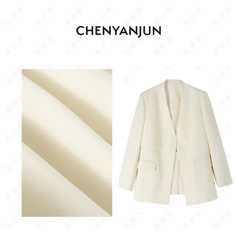 【大菲专属】奶白色优雅极简百搭西服外套 CYJ-WWO74-W717