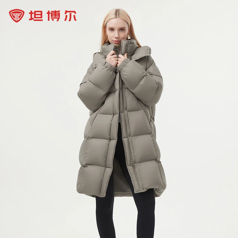 坦博尔2025新款90鸭绒羽绒服长款女款百搭外套雪乡出游防寒装备