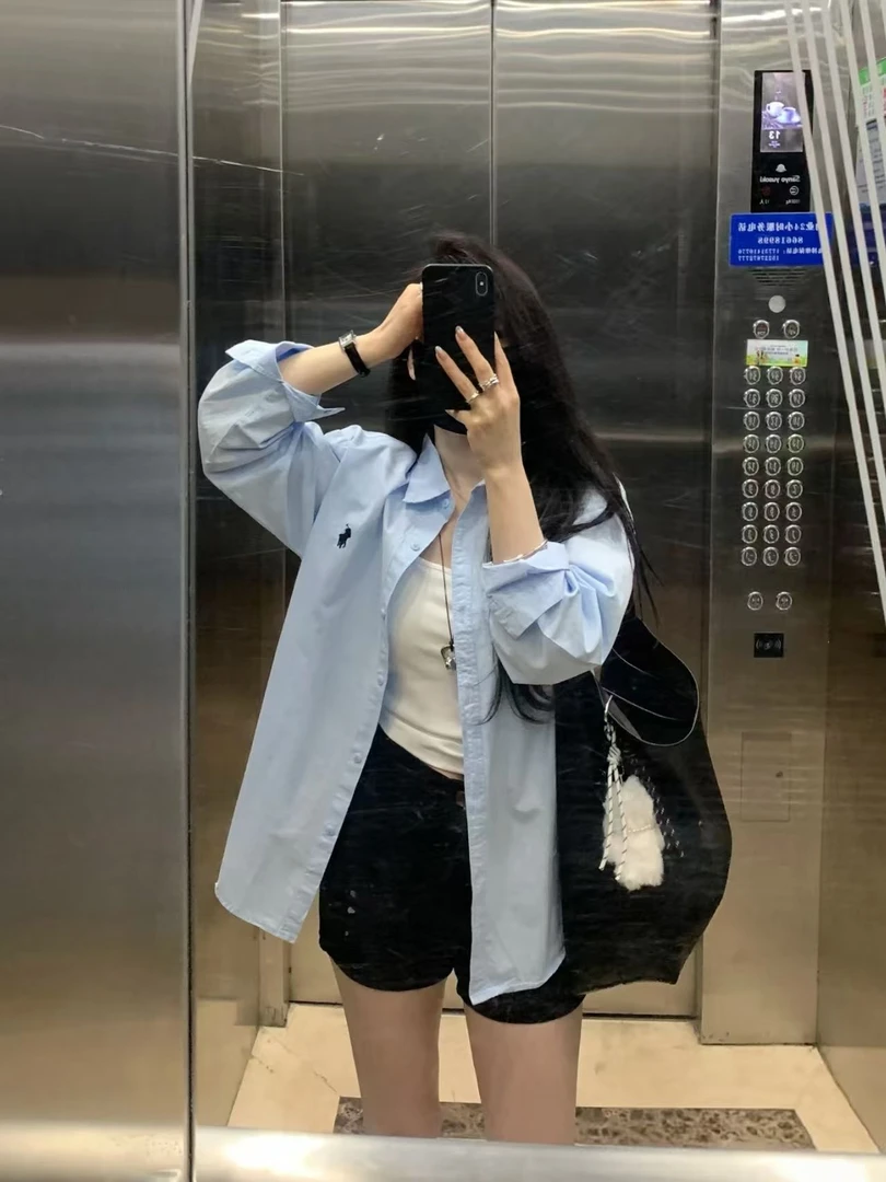 法式学院风衬衫女2025春夏新款宽松个性衬衣薄款长袖外套百搭时尚