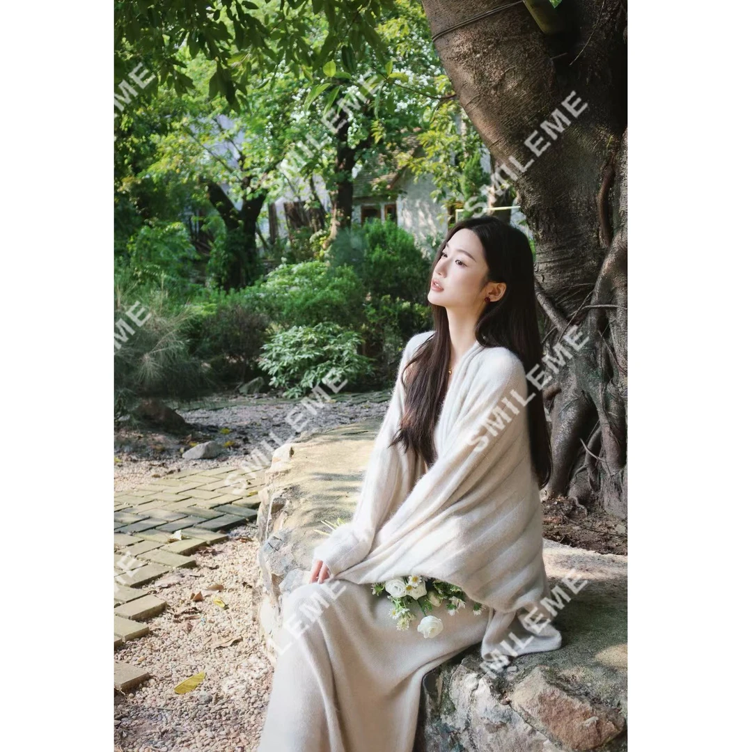 SMILEME【黛色远山】秋季浣熊绒＋羊毛混纺披肩连衣裙套装MF02425410