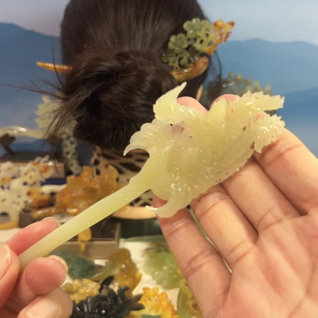 蛇纹石玉合金发饰