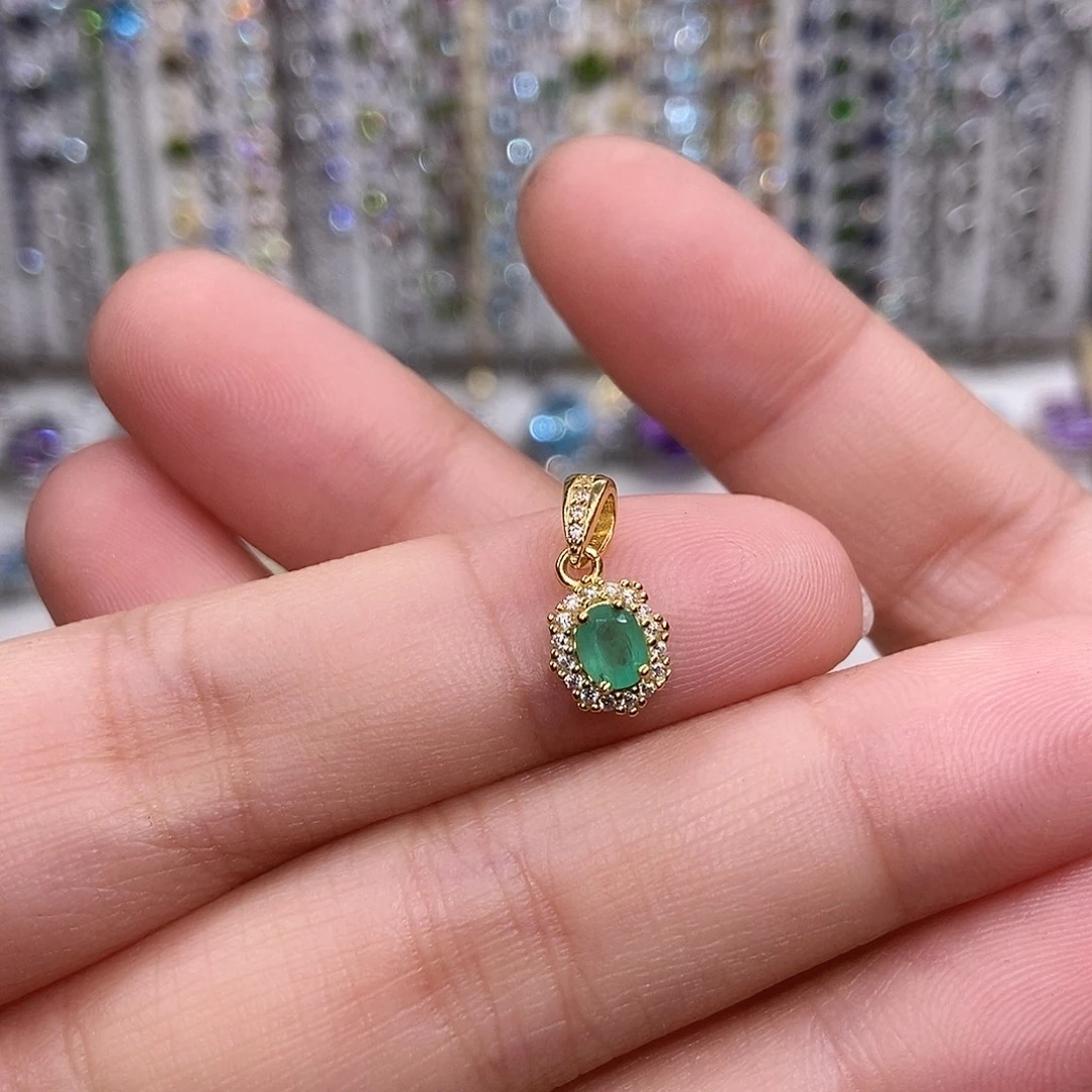 项链祖母绿银S925镶嵌