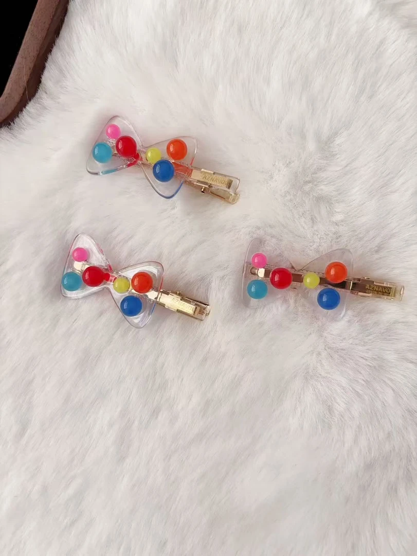 甜美彩色球球发夹A371