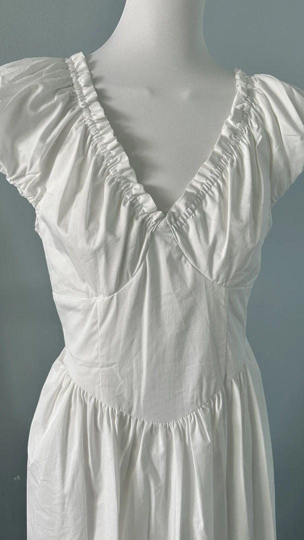 短裙拉链连衣裙百搭夏季法式褶皱时尚V领修身长裙